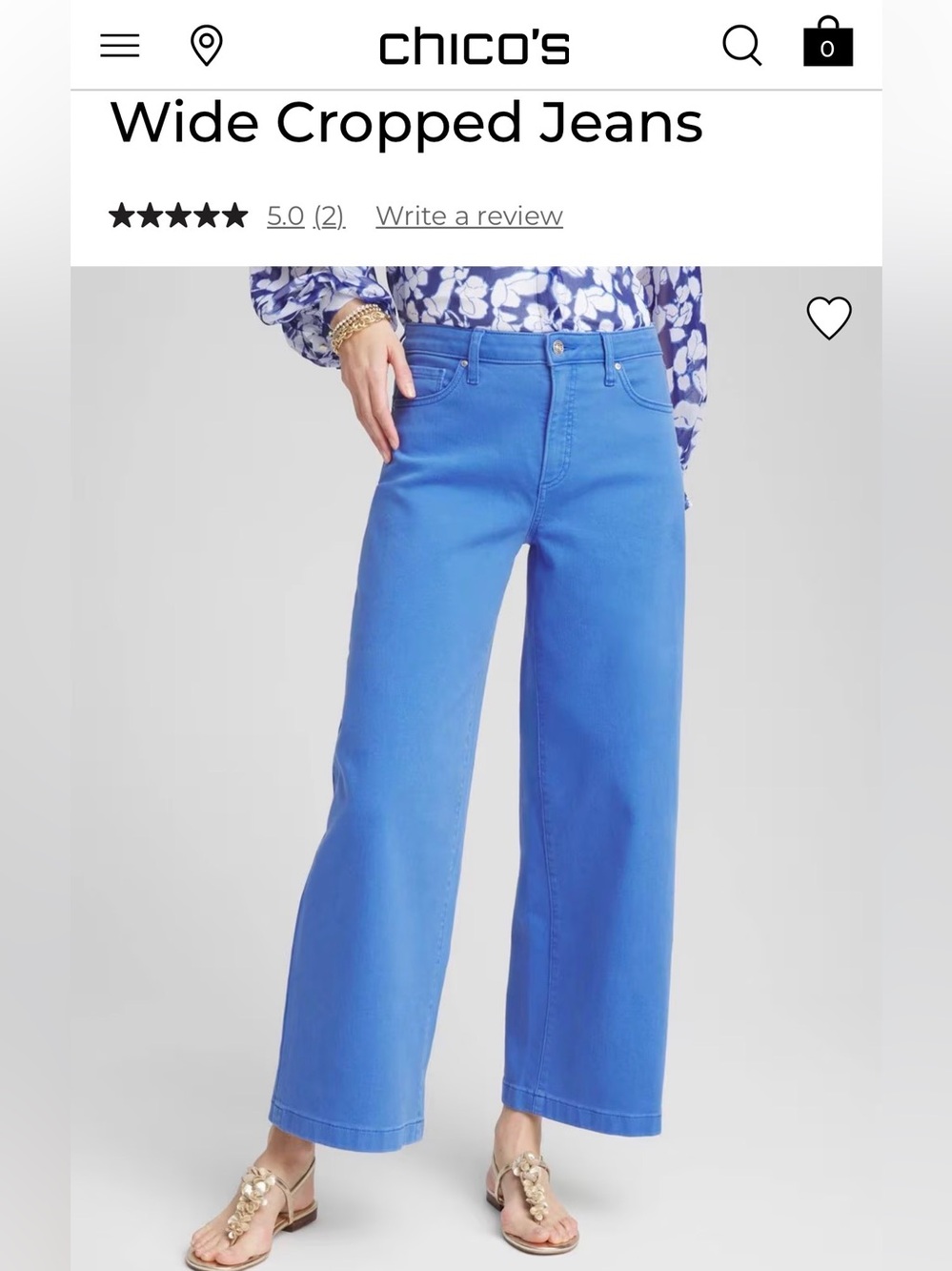 Chico's Bright Blue Wide Cropped Jeans